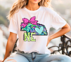 Nebraska Doodle Map DTF Transfers