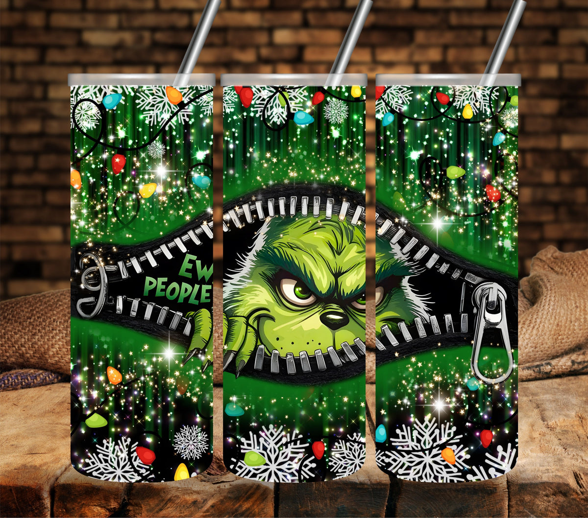 Ew People Grinch vinyl tumbler wraps