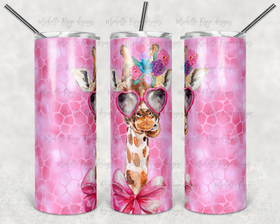 Pink Giraffe Adhesive Vinyl wrap for 20 oz skinny