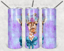 Purple and Teal Giraffe no Glasses Adhesive Vinyl wrap for 20oz no taper