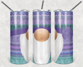 Gnome Knit Snowflakes Purple and Teal 20 oz Skinny Adhesive Vinyl Wrap
