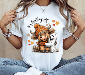 It's Fall Y'all Highland cow and Ghost DTF Transfers