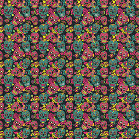 Pink And Teal Sugar Skull - Adhesive Vinyl