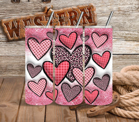 Pink Leopard 3D Heart Vinyl Tumbler wraps