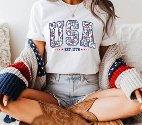 USA floral DTF Transfers