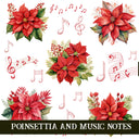 Poinsettia and music notes UV DTF Decal Sheets 2 color options