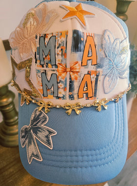 Mama floral finished trucker hat