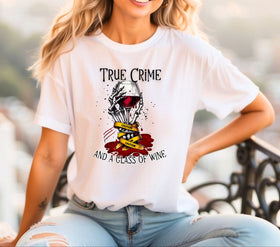 True crime and a glass of wine DTF Transfer
