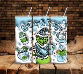 Grinchy and Bougie vinyl tumbler wrap