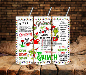 Grinch to do list vinyl tumbler wrap