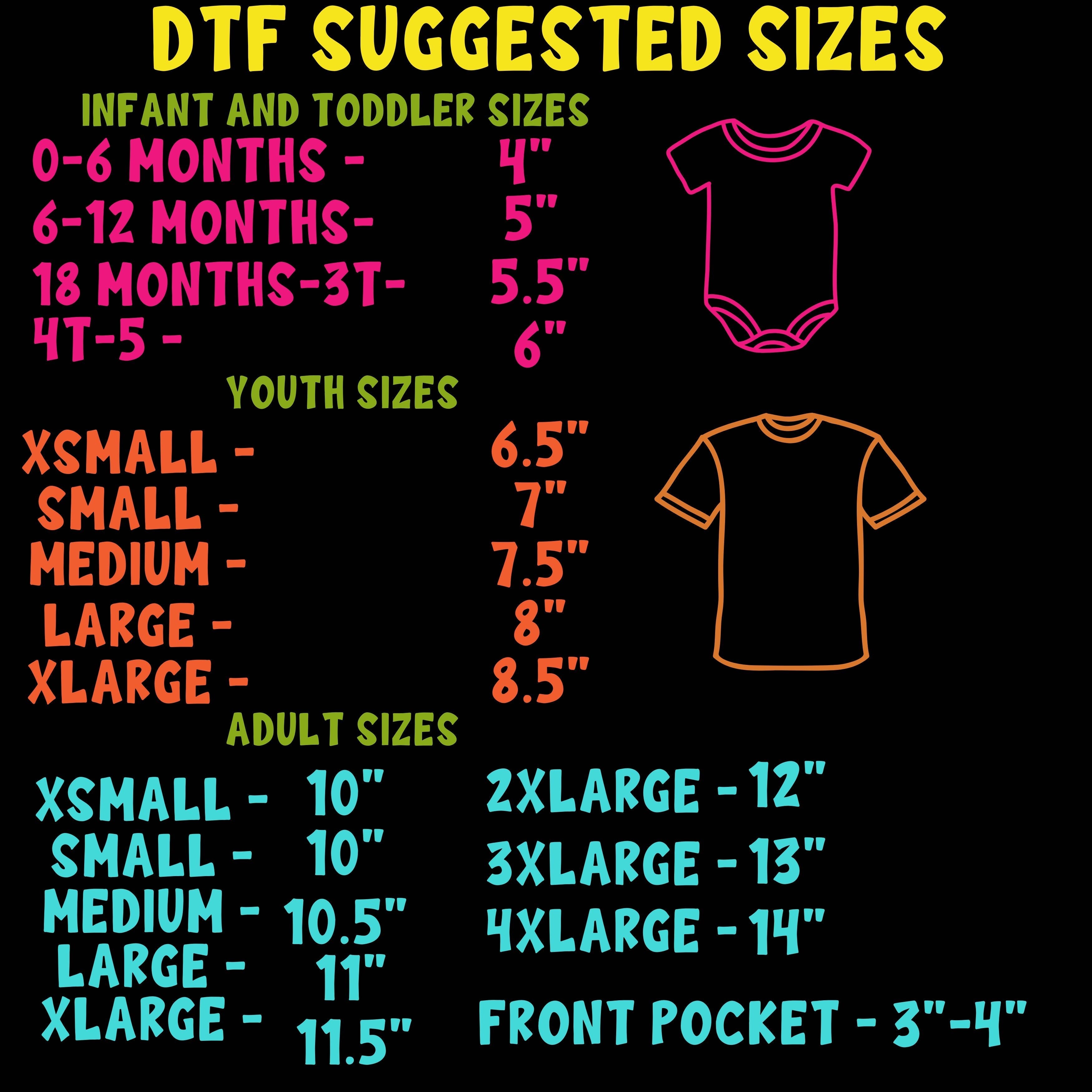 Suggested DTF Sizing Kraft Craze
