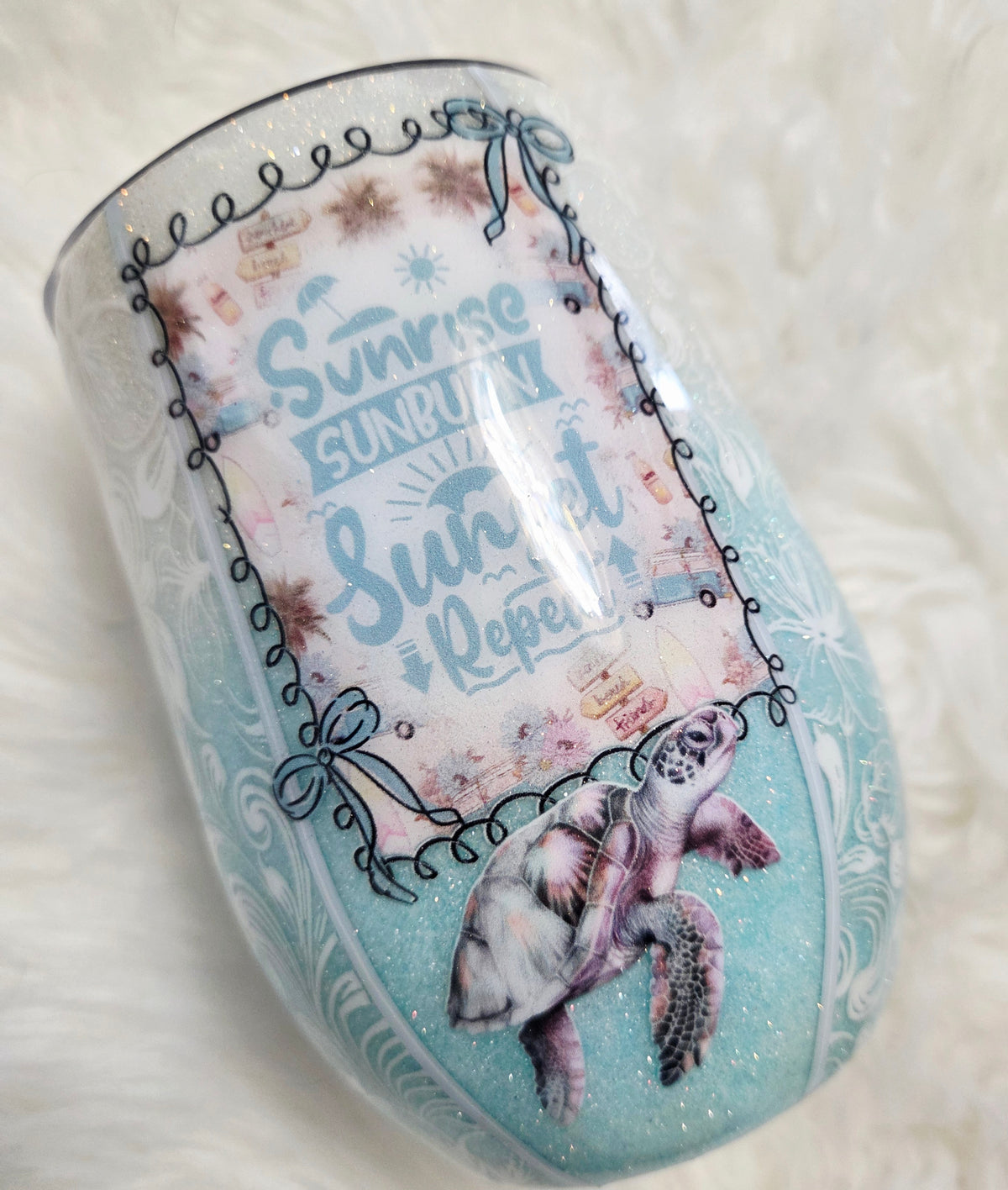 Sunrise, Sunburn, Sunset Repeat 15oz finished Stemmy Tumbler