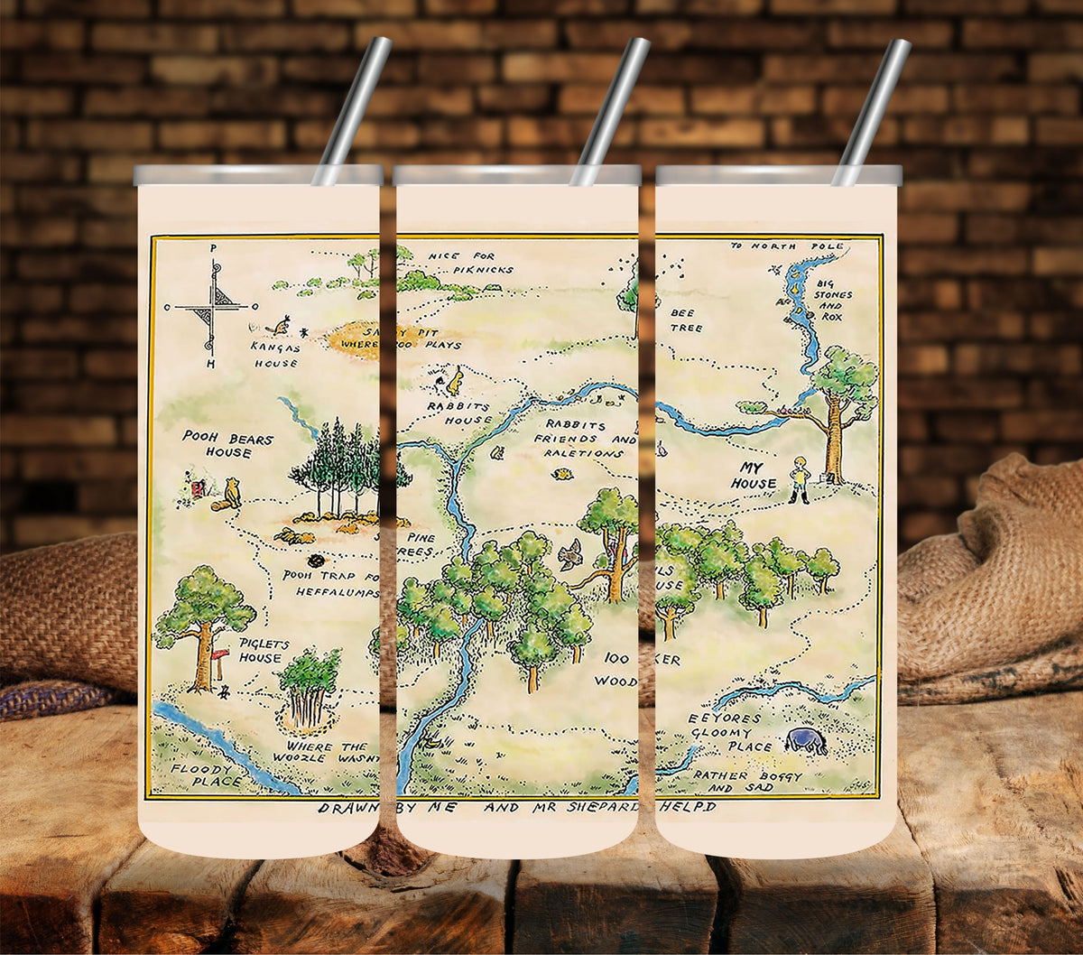 100 Acre woods vinyl tumbler wraps