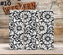 Black Floral Tool UV DTF Tumbler wrap 10 Designs