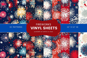 Fireworks 12x12 sheets- 10 Designs available on clear or white