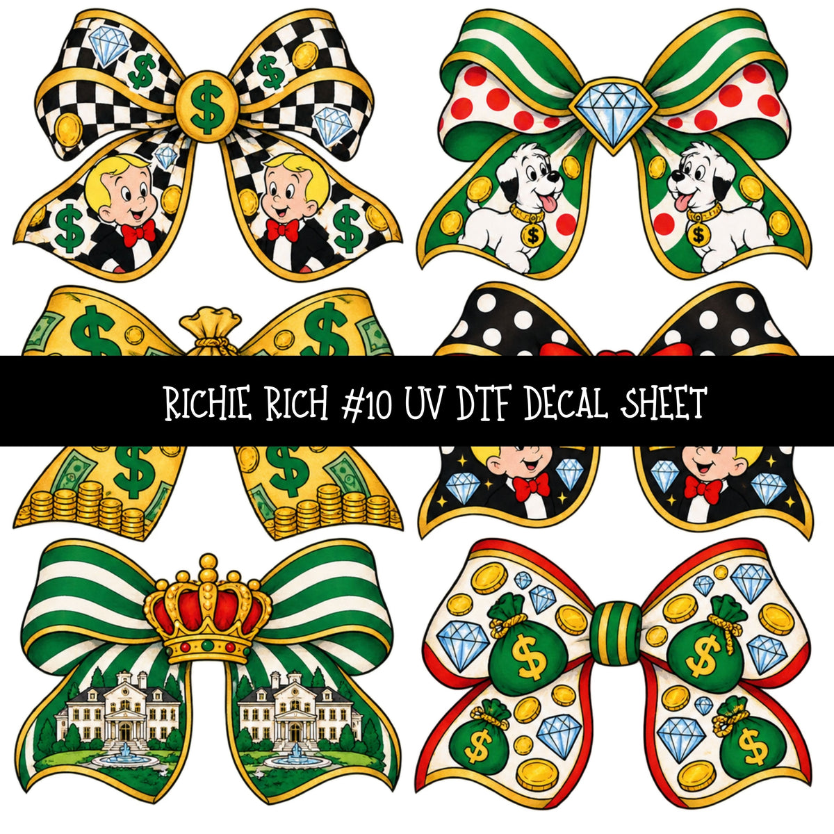Richie Rich UV DTF Decal sheets 11 Designs available