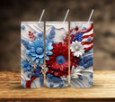 3D Patriotic Floral Vinyl Tumbler wraps- 11 Designs