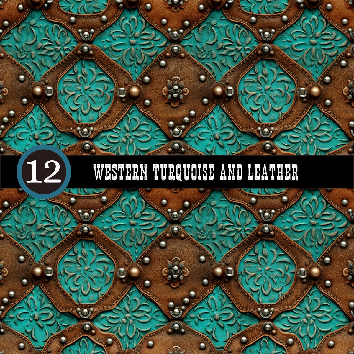 Western Turquoise and Leather Collection Vinyl collection- 12x12 vinyl sheets-20 designs available