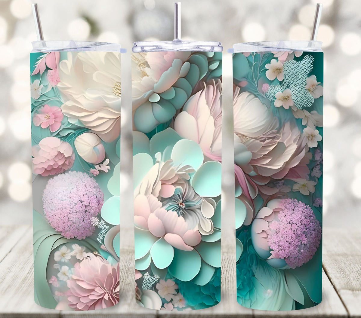 3D Flowers and Roses Vinyl Tumbler wraps- 14 Designs