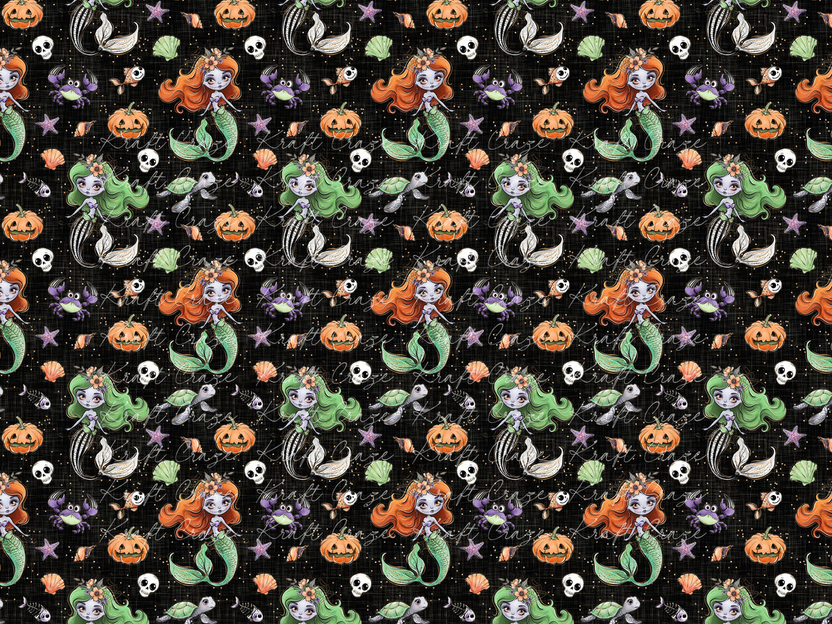 Halloween Mermaids Collection Vinyl collection- 12x12 vinyl sheets-12 designs available