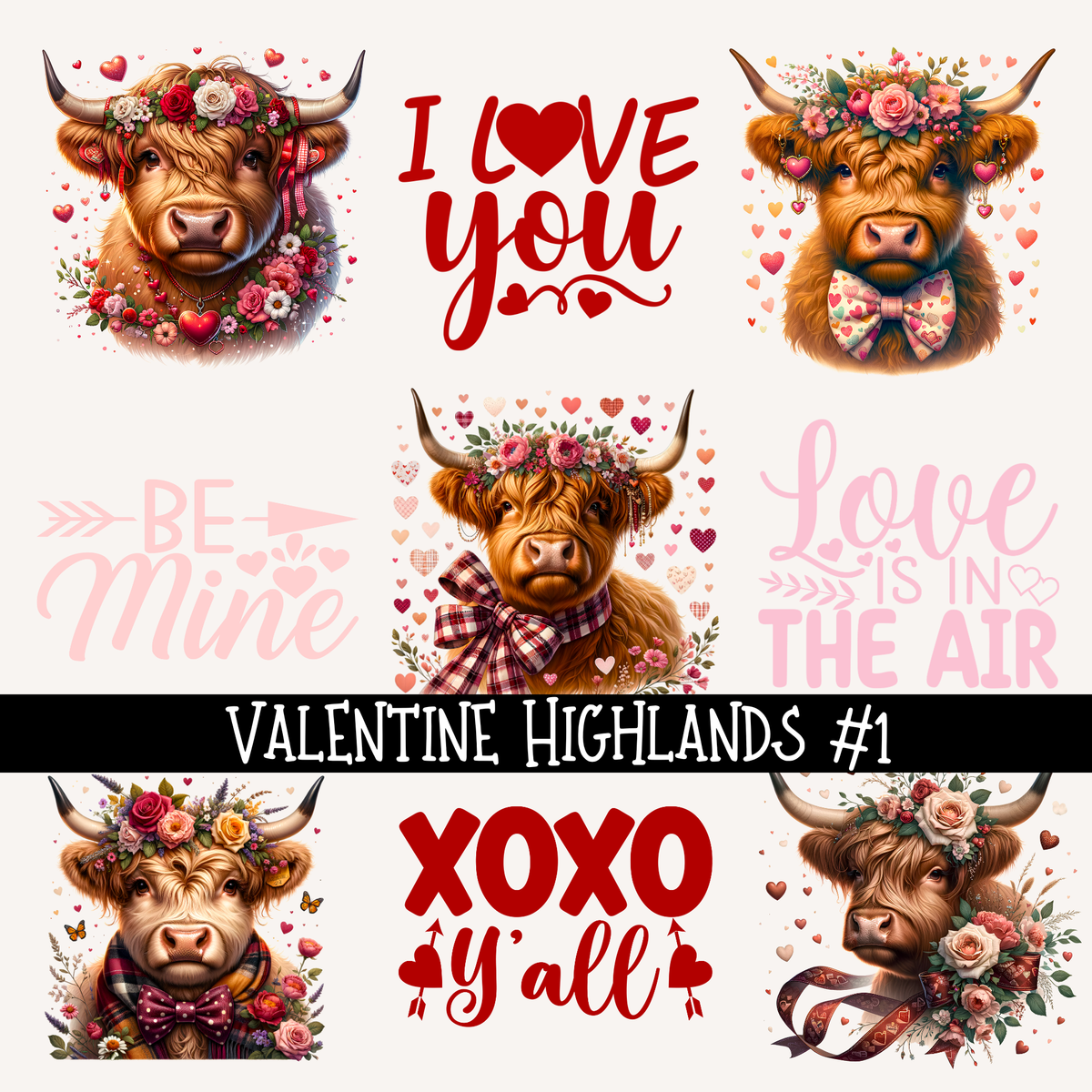 Valentine Highlands UV DTF Decal sheet (2 variants )