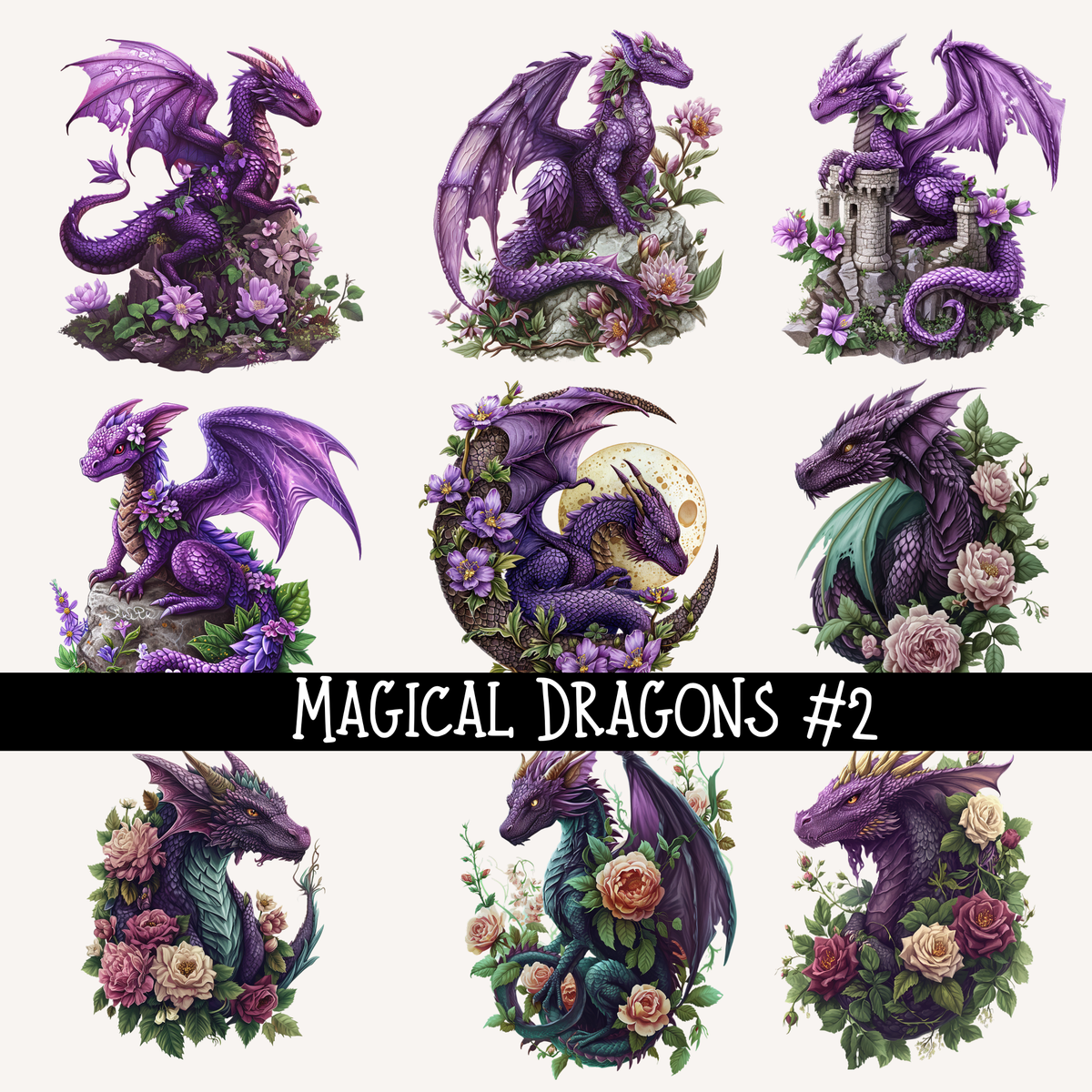 Magical Dragons UV DTF Decal sheet (3 variants )