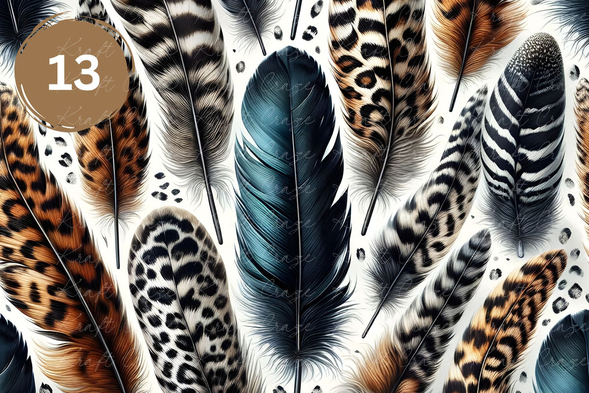 Feather Leopard Vol. 2 Vinyl collection- 12x12 vinyl sheets-20 designs available