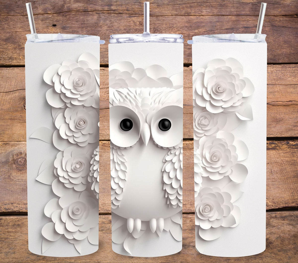 3D Owl Tumbler wraps- 8 Designs