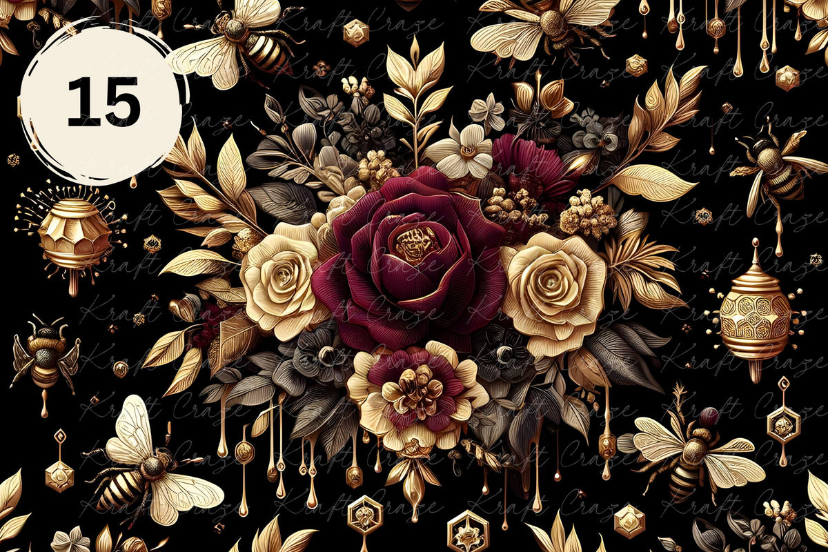 Floral Bees vinyl collection- 12x12 sheets- 19 designs available