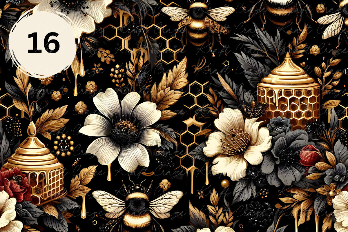 Floral Bees vinyl collection- 12x12 sheets- 19 designs available