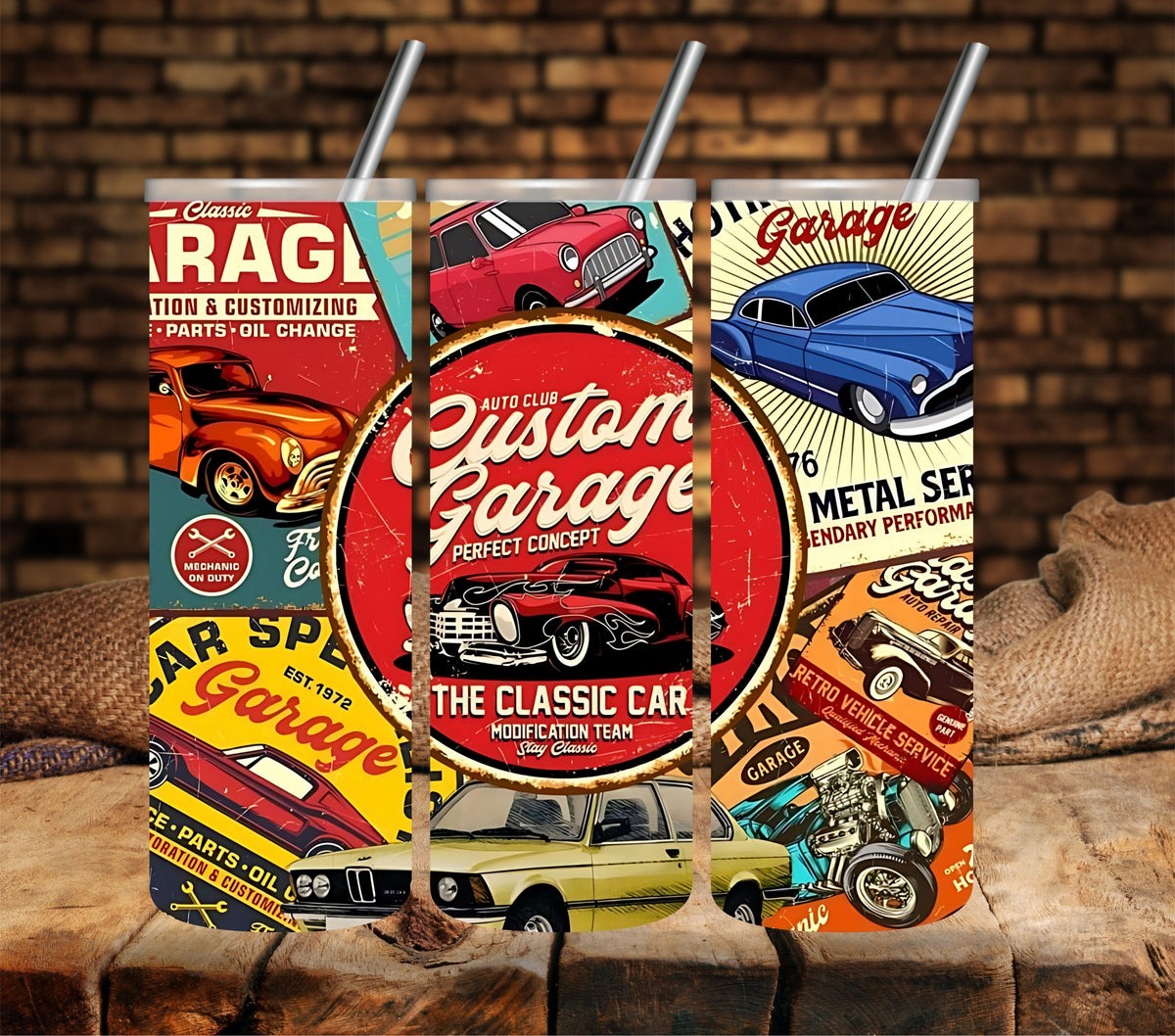 Custom Garage vinyl tumbler wraps