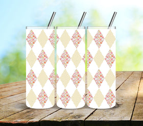 Retro Spring Argyle UV DTF Tumbler wrap- 3 Designs