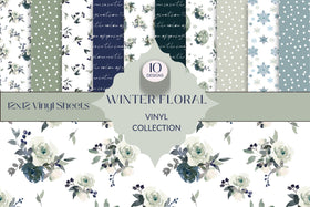 Winter Floral Collection 12x12 Vinyl Sheets- 10 Designs Available