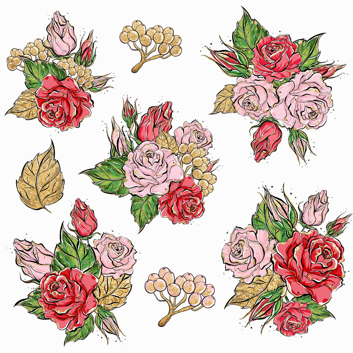 Pink and Red Roses UV DTF Decal Sheets-5 Design Options – Kraft Craze