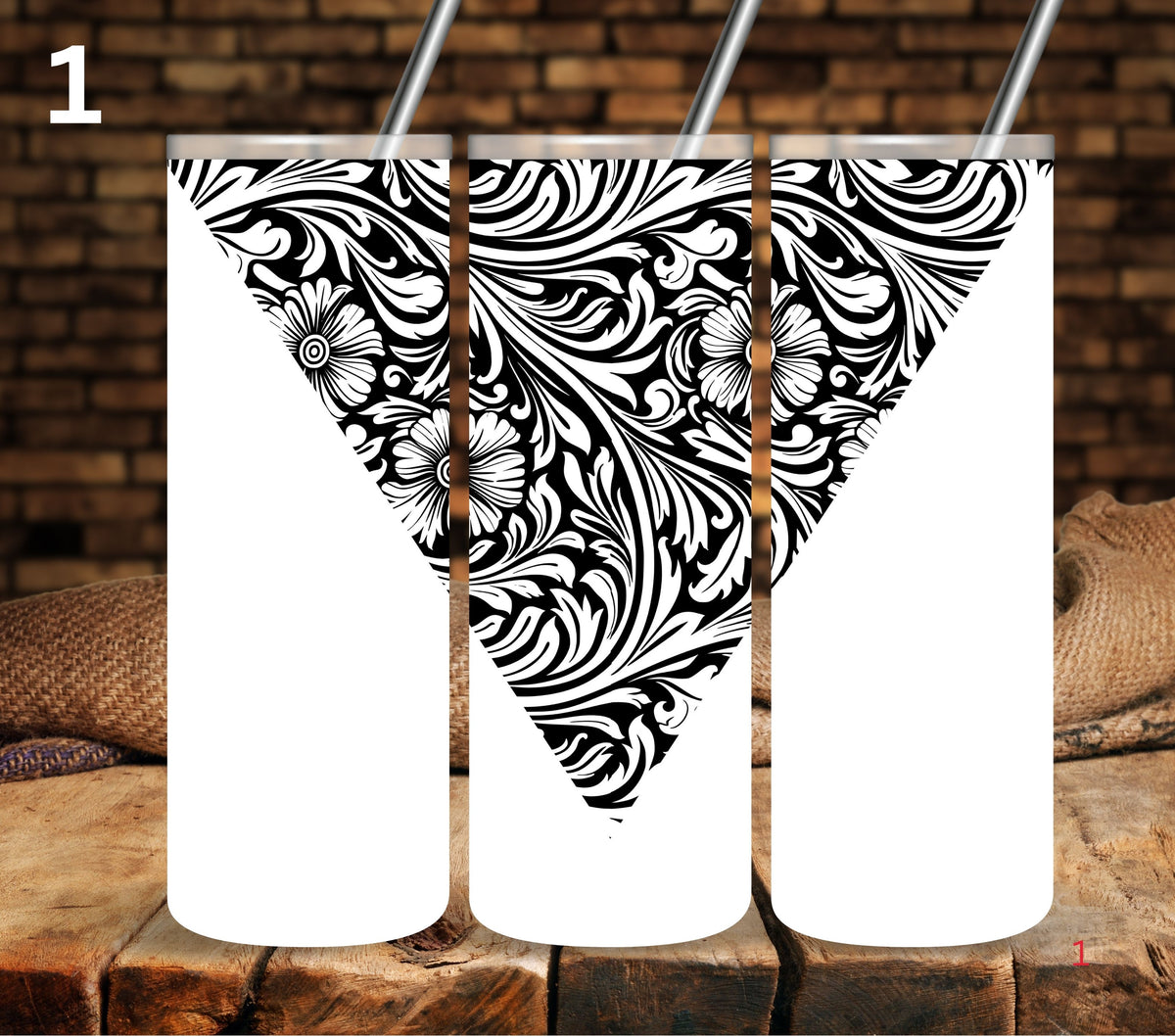 Floral Tool UV DTF Vsplit tumbler wraps black 7 Designs)