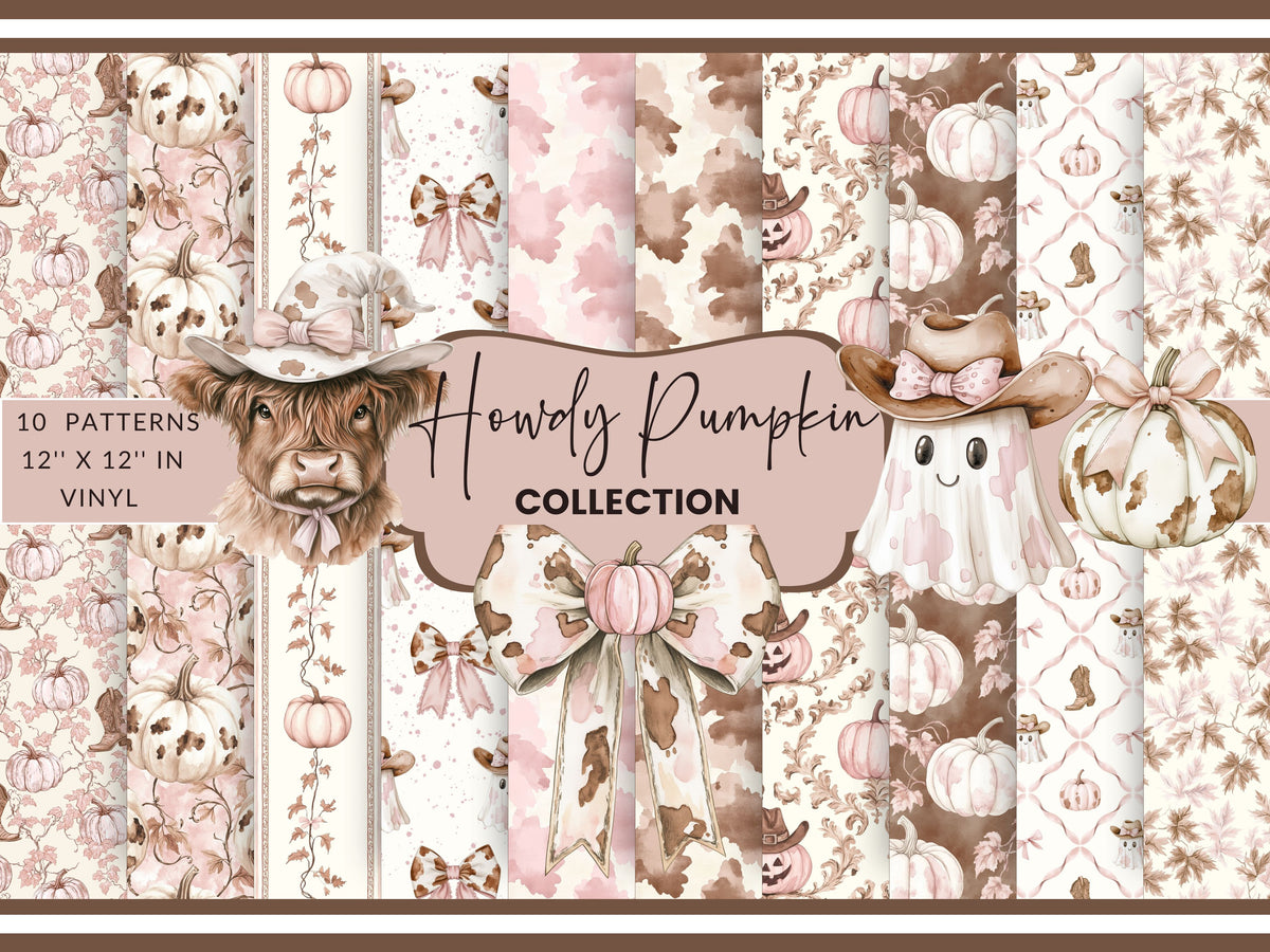 Howdy Pumpkin Vinyl collection- 12x12 vinyl sheets-10 designs available