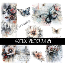 Gothic Victorian Torn Pages UV DTF Decal sheets 6 designs available