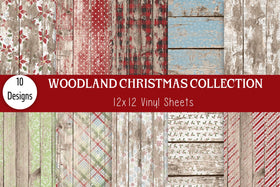 Woodland Christmas vinyl collection- 12x12 sheets- 10 designs available