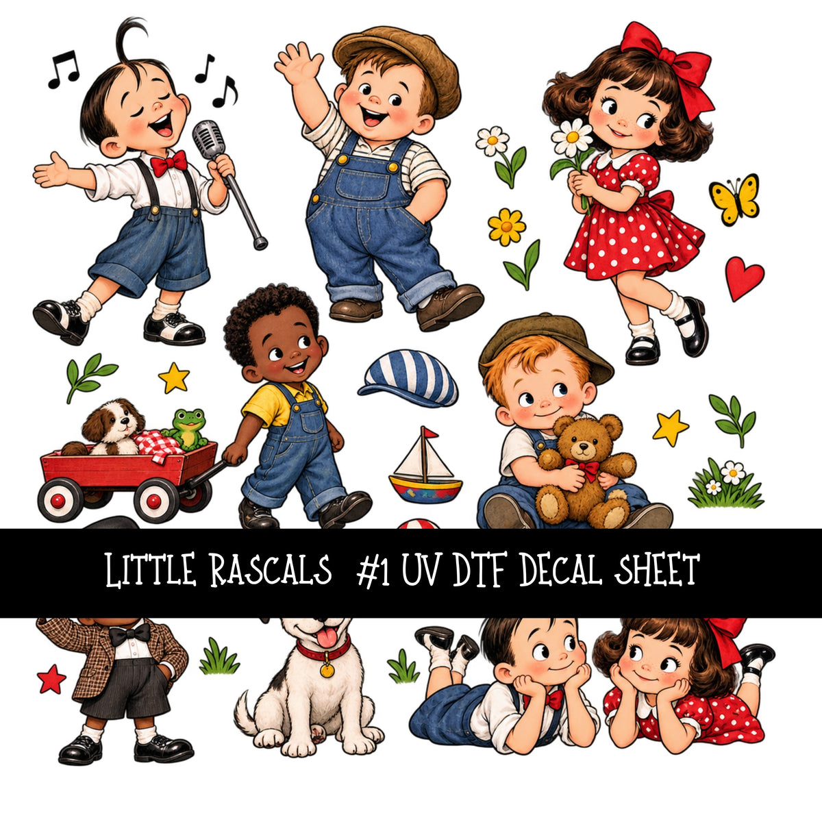 Little Rascals UV DTF Decal sheets 12 Designs available