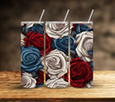 3D Patriotic Floral Vinyl Tumbler wraps- 11 Designs