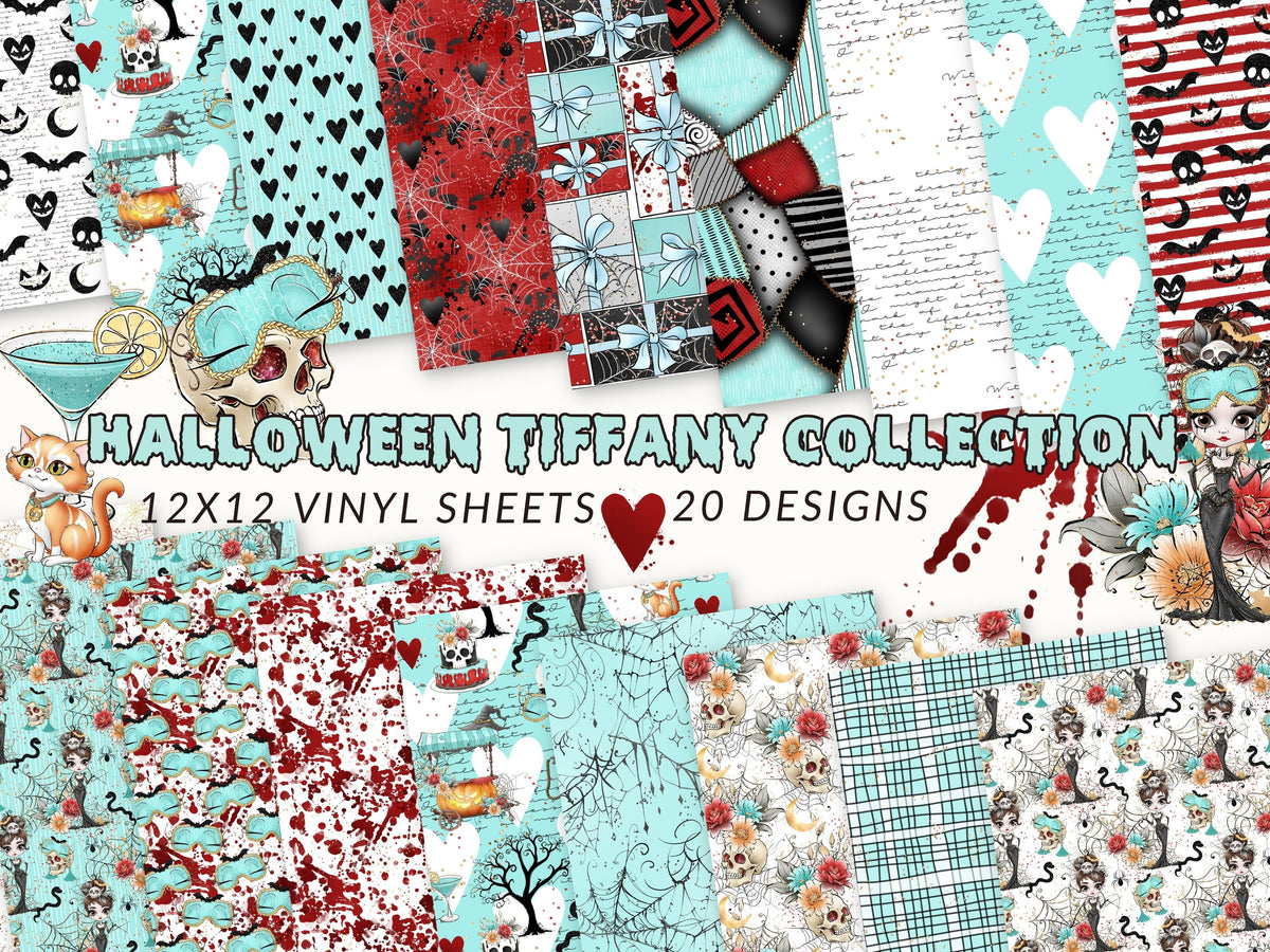Halloween Tiffany Vinyl collection- 12x12 vinyl sheets-20 designs available
