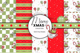 Merry Xmas vinyl collection- 12x12 sheets- 5 designs available