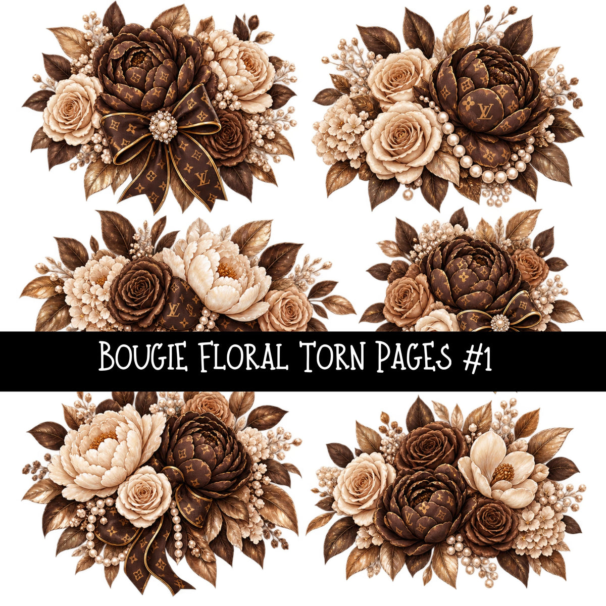 Bougie Floral Torn Pages UV DTF Decal sheets 6 Designs available