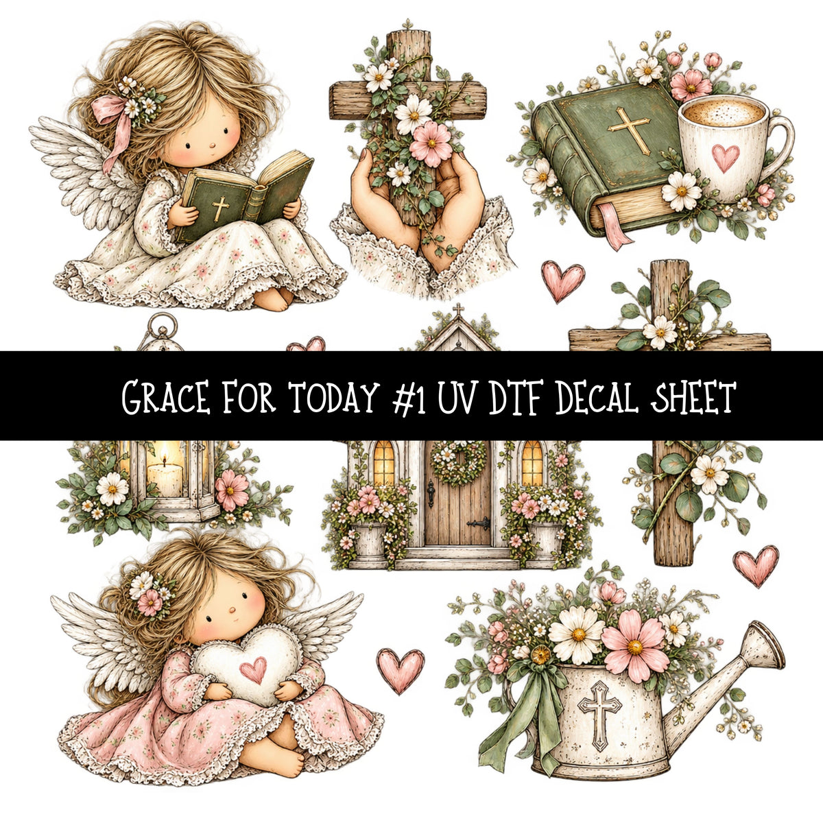 Grace for today UV DTF Decal sheets 12 Designs available