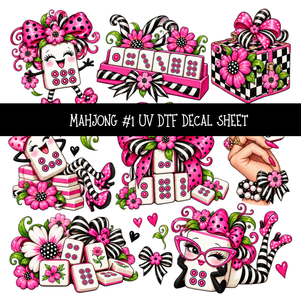 Mahjong UV DTF Decal sheets 11 Designs available