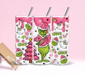 Pink Grinch Vinyl Tumbler wraps- 3 designs