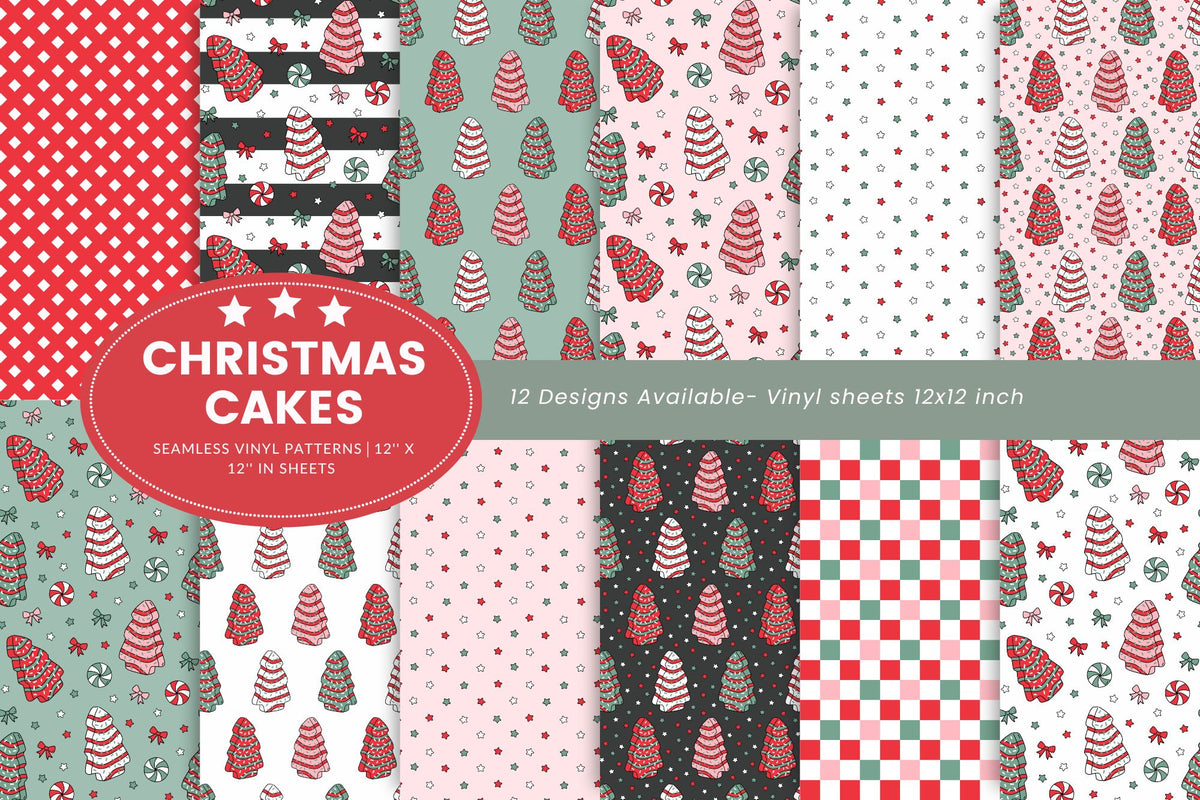 Christmas Cakes vinyl collection- 12x12 sheets- 12 designs available