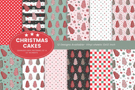 Christmas Cakes vinyl collection- 12x12 sheets- 12 designs available