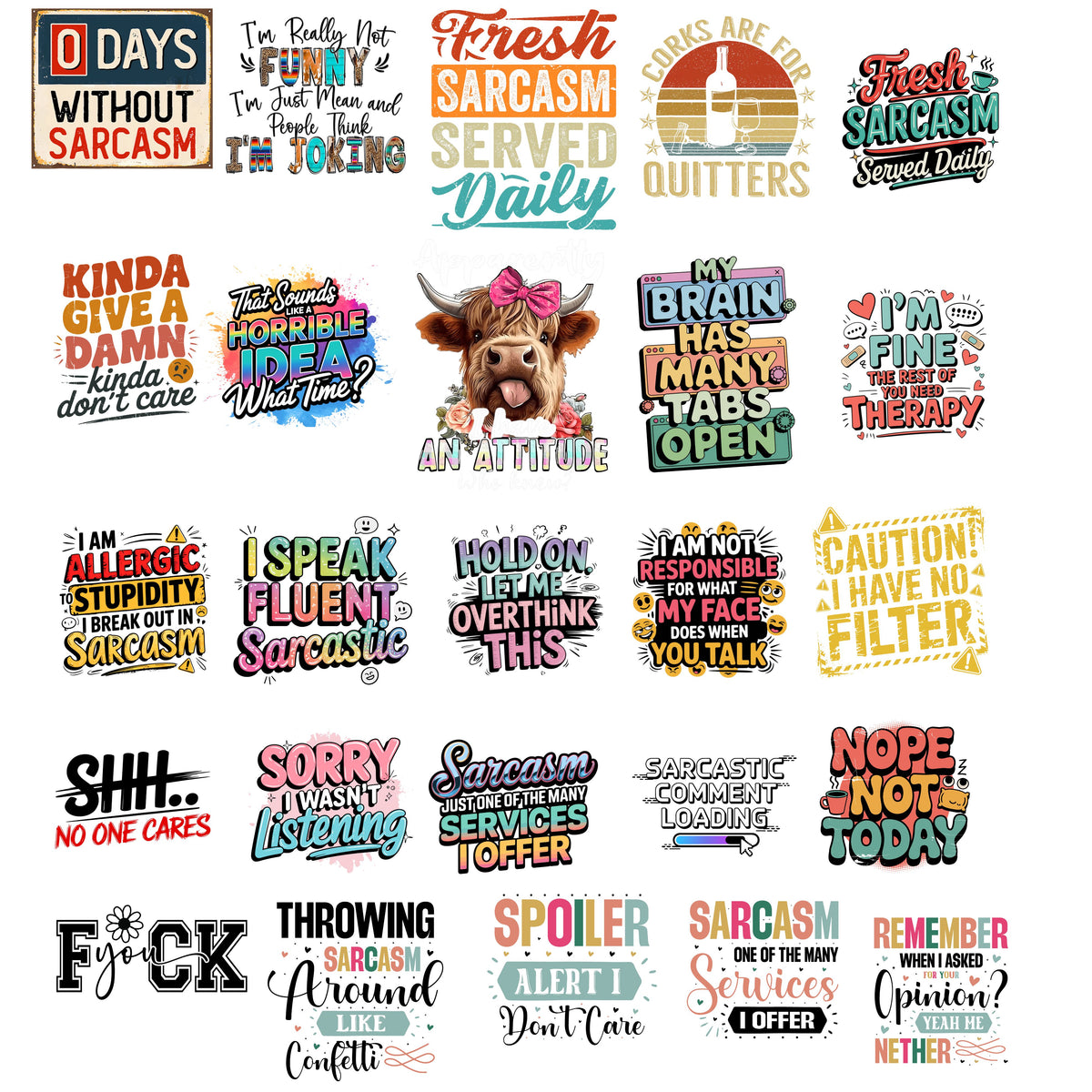 Sarcastic Sheet UV DTF Bundle- 40 Decals Limited quantities