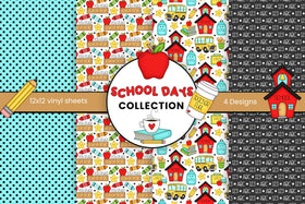 School Days vinyl collection- 12x12 sheets- 4 designs available